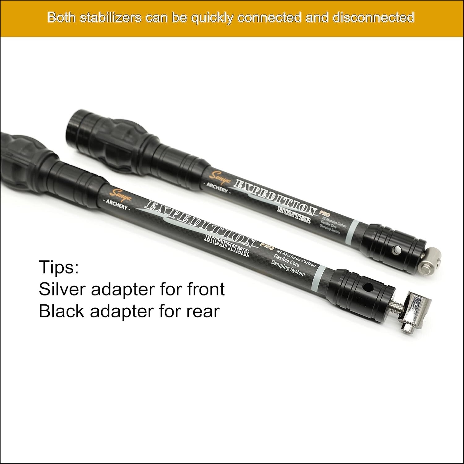 Expedition Series Carbon Bow Stabilizer - Flexible Core & Noise Reduction 8-15"