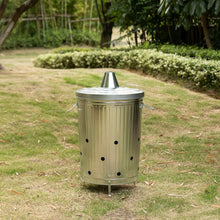 Load image into Gallery viewer, Galvanized Metal Garden Incinerator with Chimney - Round 20-Gallon Waste Burner