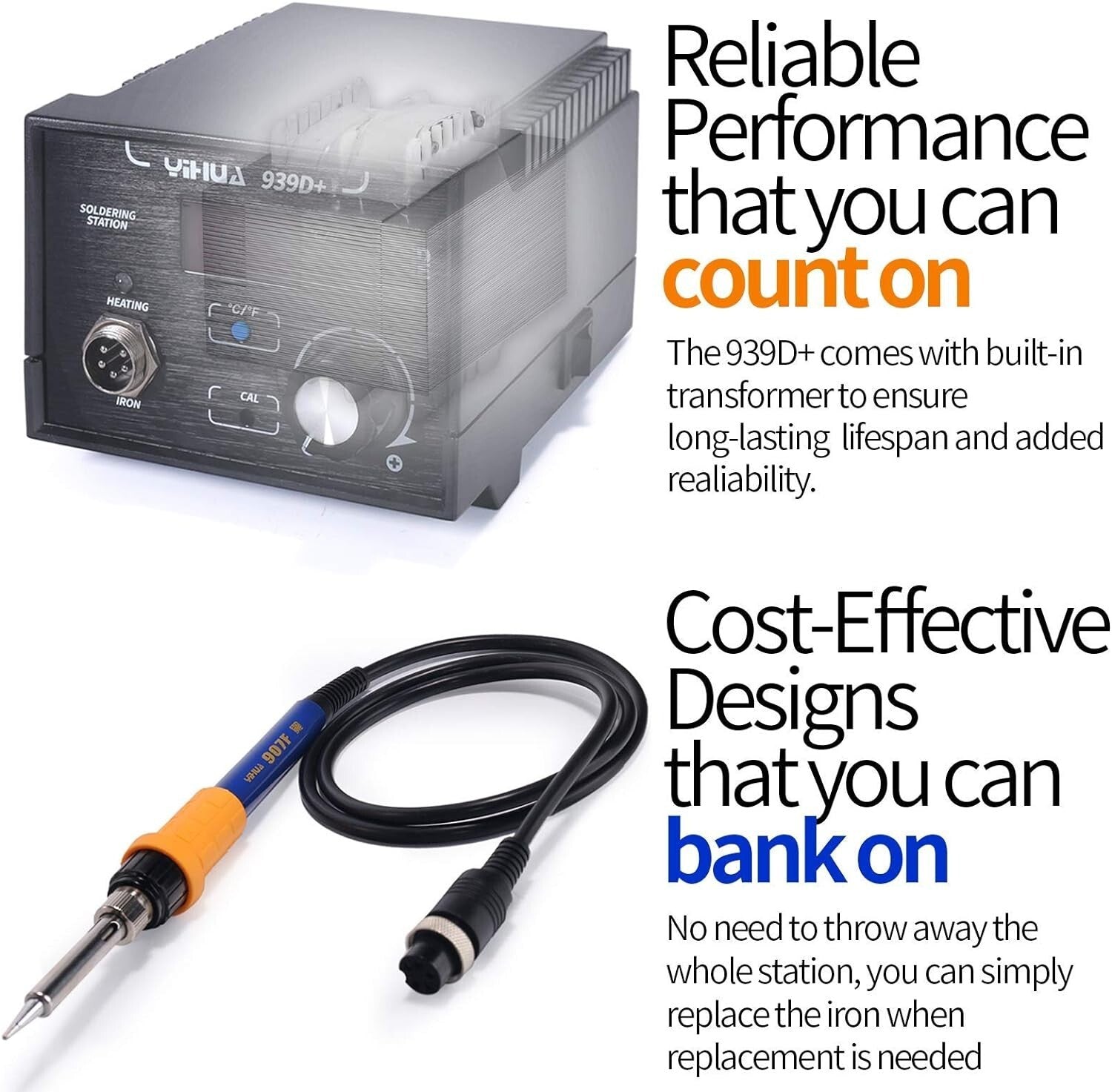 Advanced Digital Soldering Station: Precision Heat Control 392°F-896°F, ESD Safe