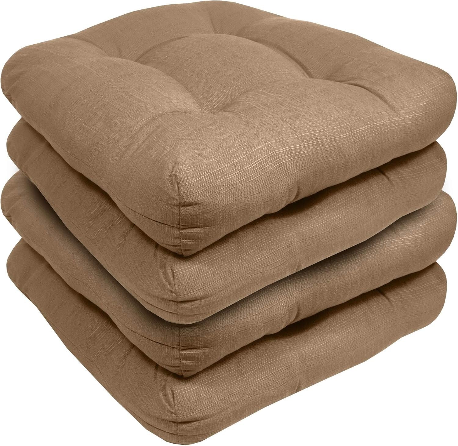 Plush Patio Cushions 19x19 - Outdoor Chair Pads with Durable Fiber Fill, Taupe