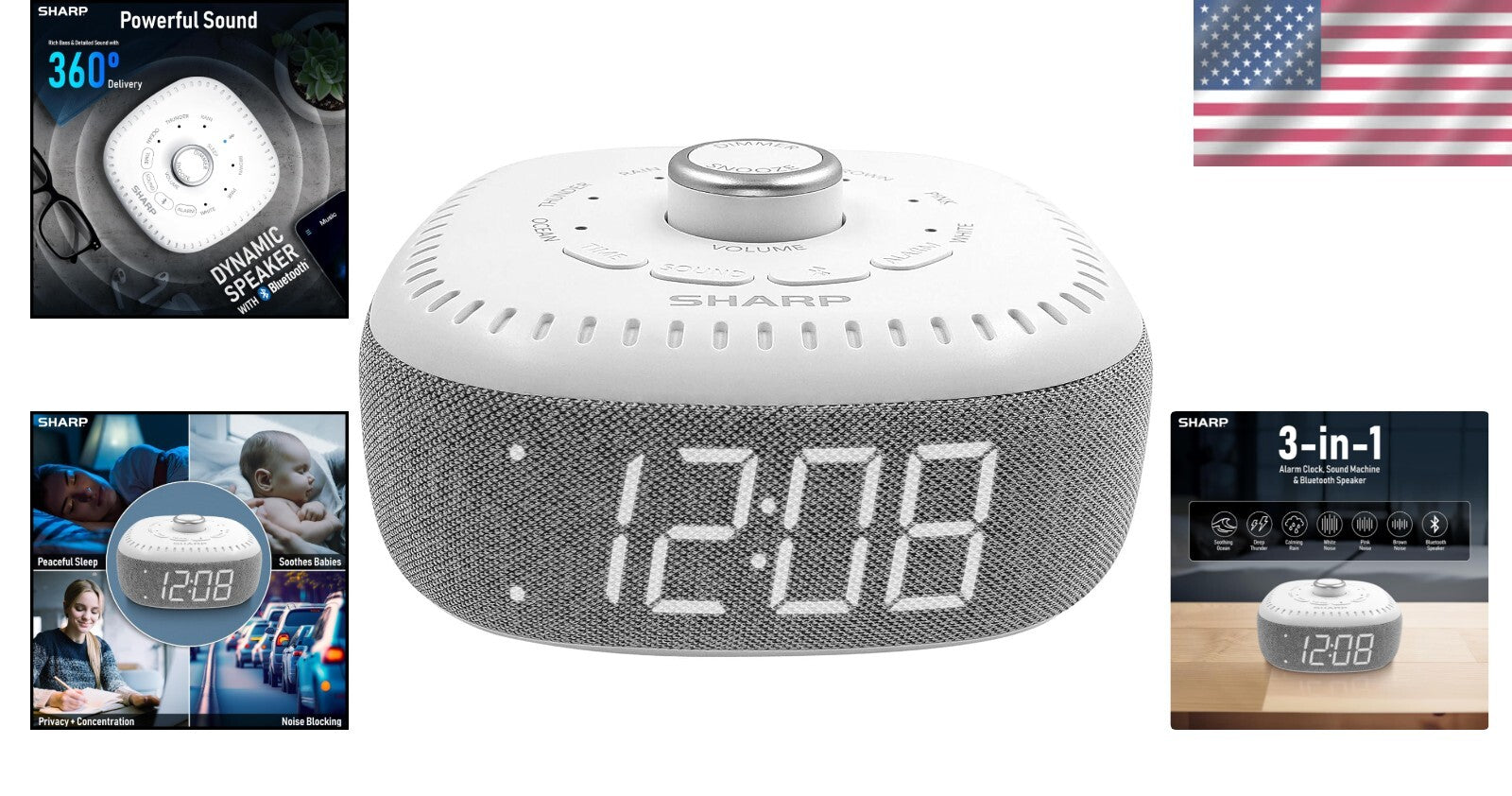Digital Alarm Clock & Bluetooth Speaker with White LED – Peaceful Sleep Sounds