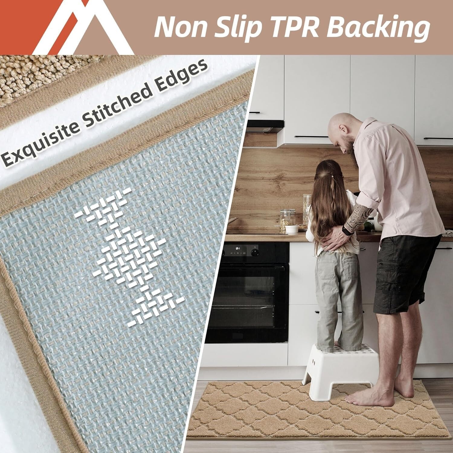 Soft, High Pile Kitchen Rugs [2 PCS] - Water-Resistant & Machine Washable