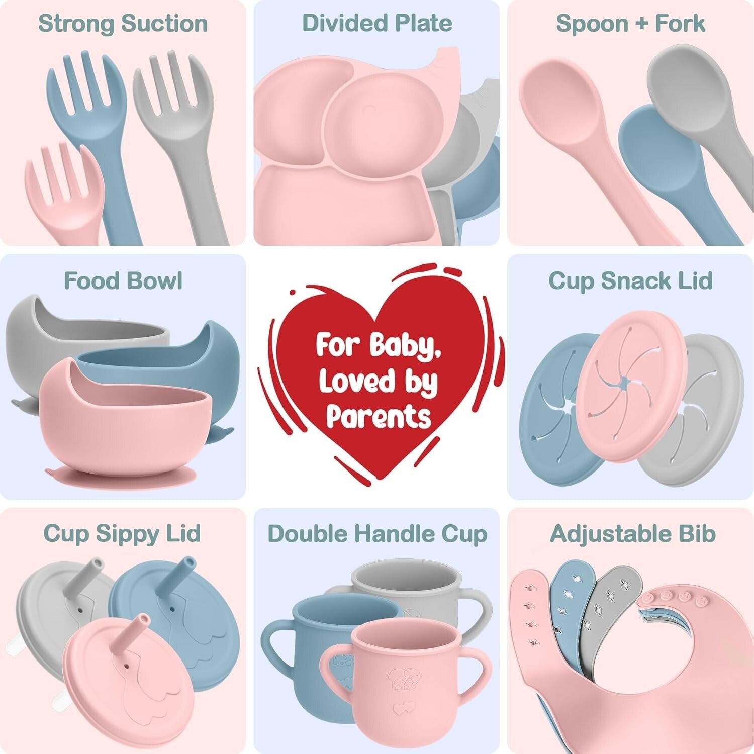 Durable Silicone Baby Feeding Set - Sippy Cups & Utensils for Independent Eaters