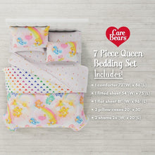 Load image into Gallery viewer, Care Bears Retro Rainbow 7-Piece Queen Bedding Set - Super Soft Comforter