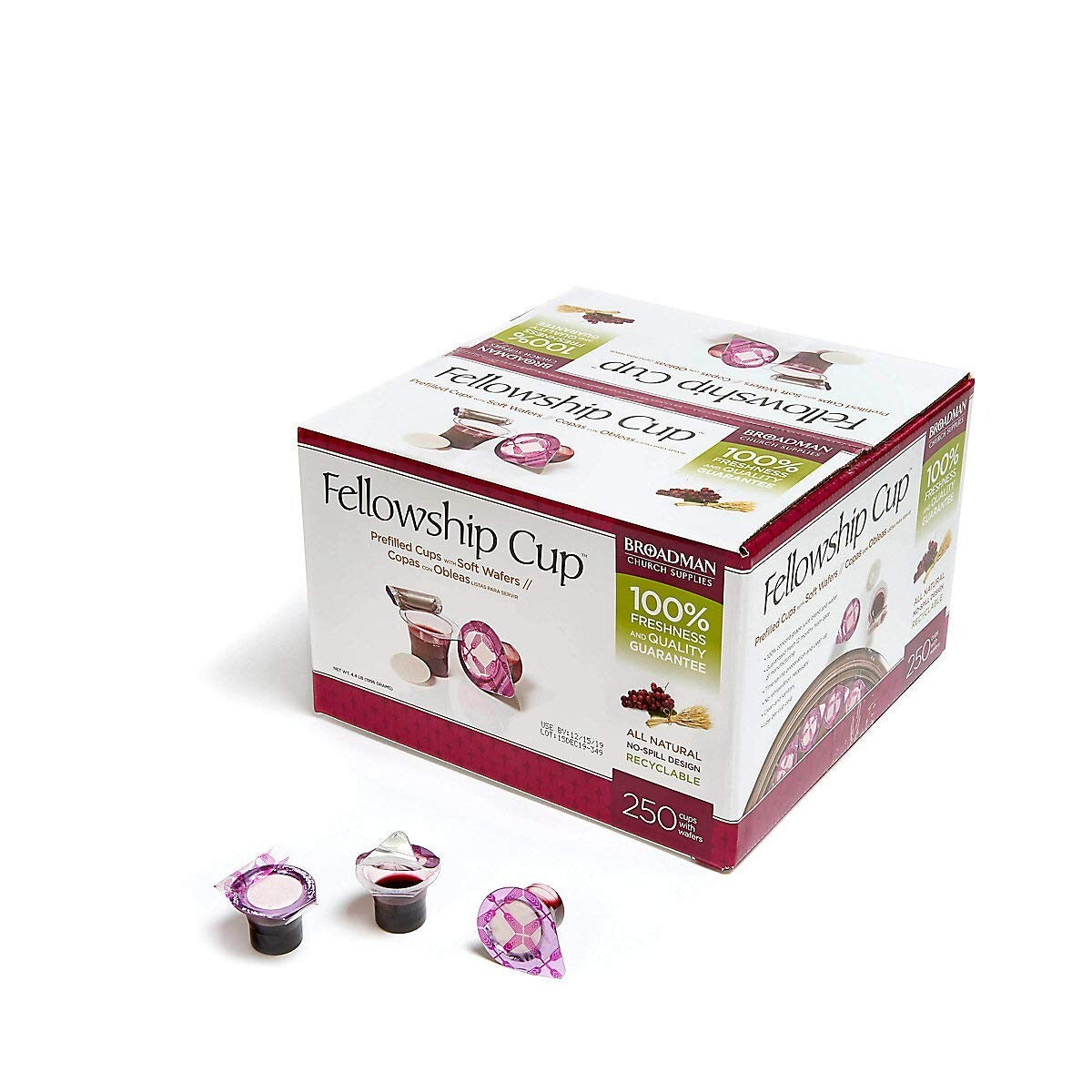 Convenient 250 Count Pre-Filled Communion Cup Set with Juice & Wafer Assembly