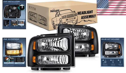 DOT Compliant Waterproof Headlight Set for 2005-2007 Ford F-Series Trucks