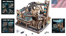 Load image into Gallery viewer, Motorized Marble Spaceport 3D Wooden Puzzle Kit - Unique STEM Gift for Adults