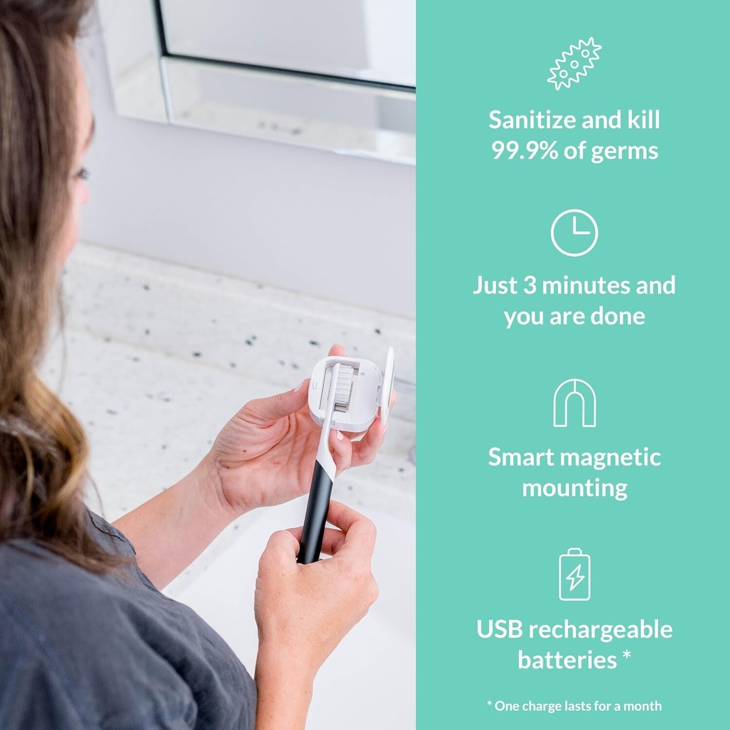 Efficiency Meets Style: UV-C Toothbrush Sanitizer with Portable Travel Cover