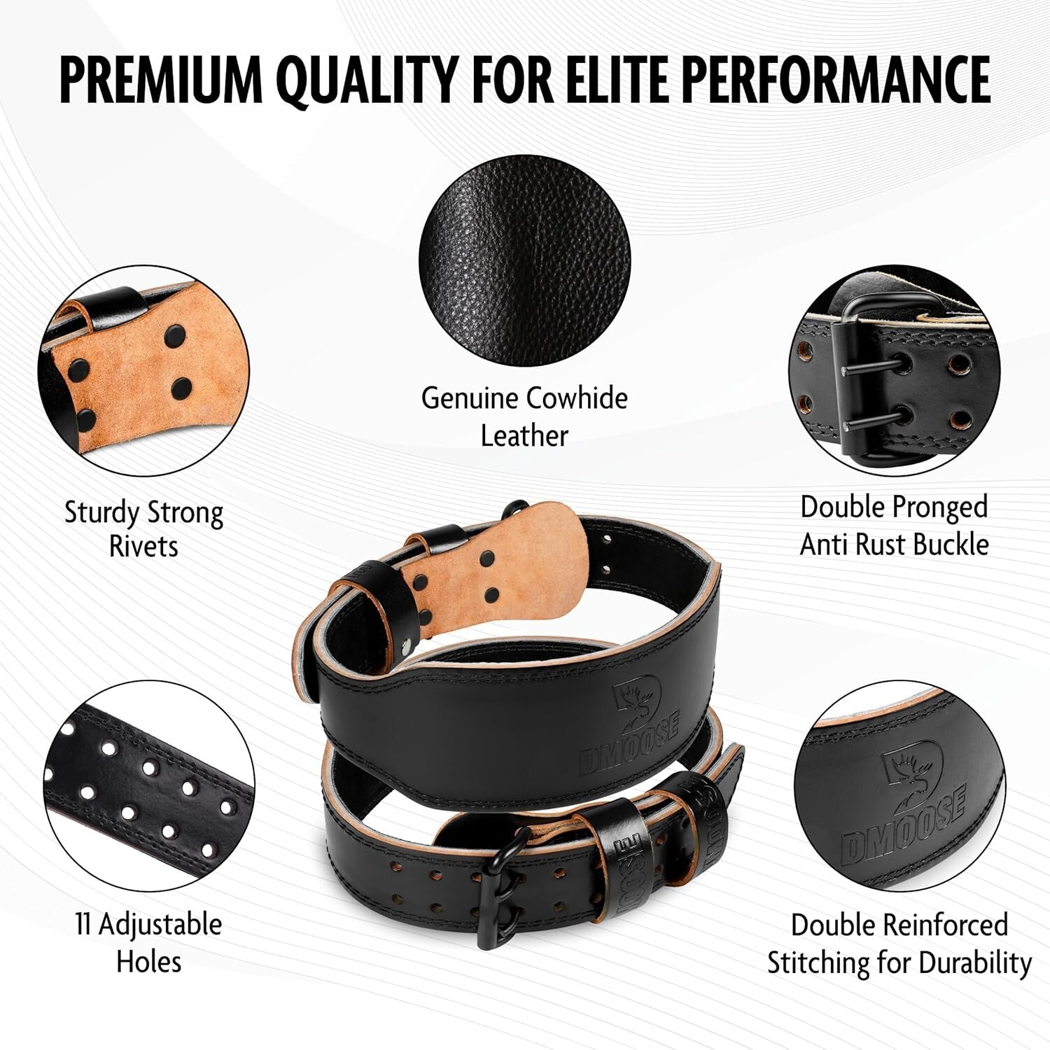 Adjustable 4-Inch Weightlifting Belt with Double-Pronged Buckle - Premium Design