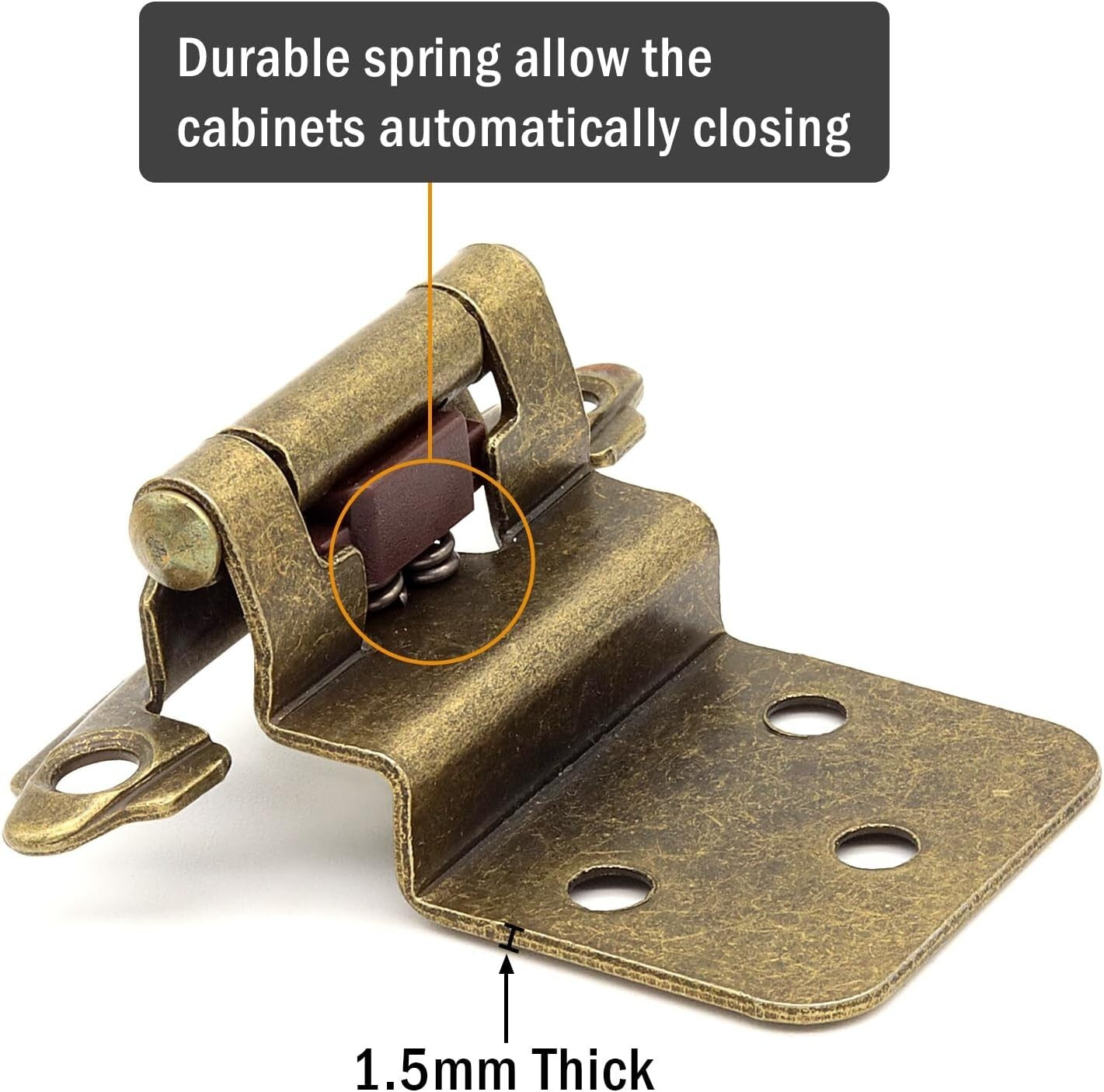 Durable Antique Brass Self-Closing Hinges - 30 Pairs for Kitchen & Bath Cabinets