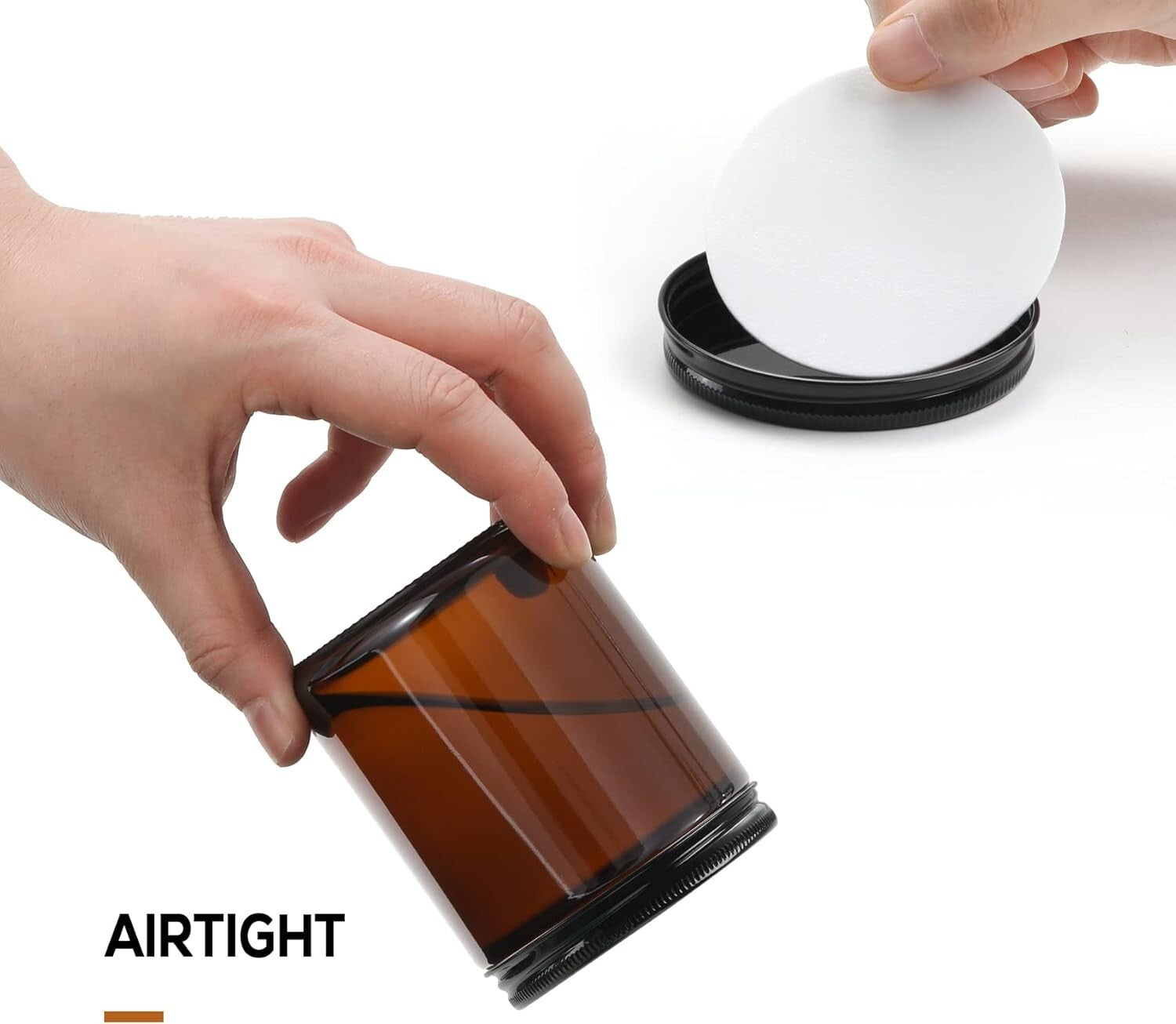 24-Pack Amber Glass Jars with Airtight Black Lids - Perfect for Candle Making