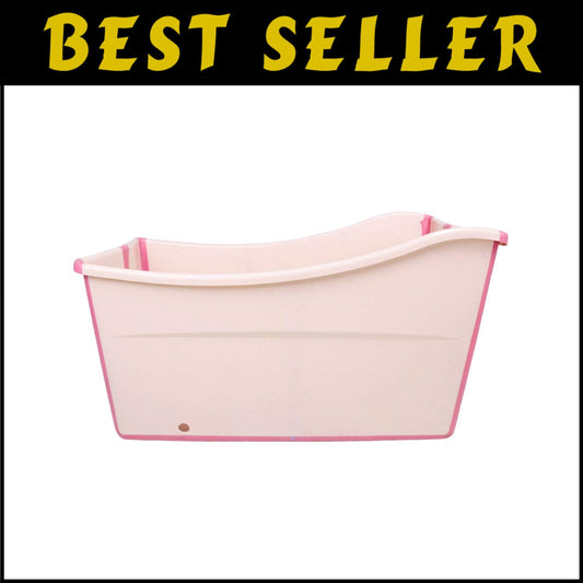 Freestanding Foldable Pink Bath Tub for Kids and Petite Adults - Space Saving