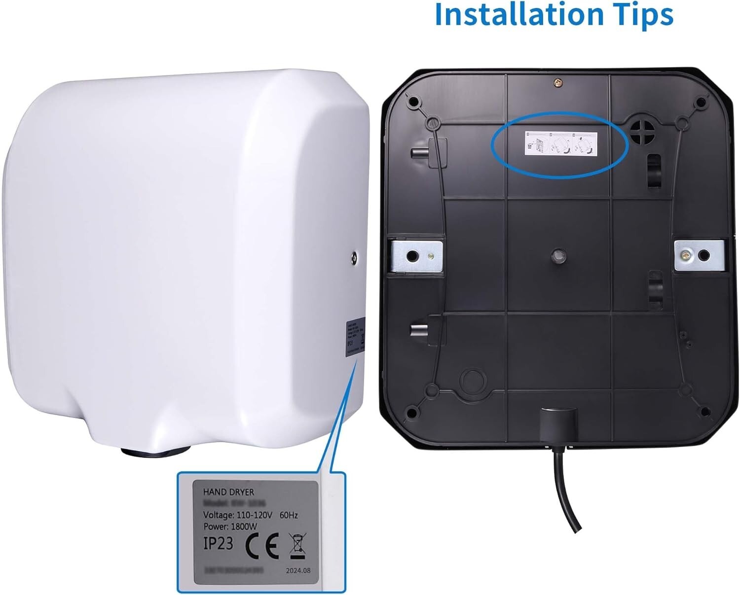 Durable Automatic Hand Dryer with Adjustable Sensing - Ideal for Busy Restrooms