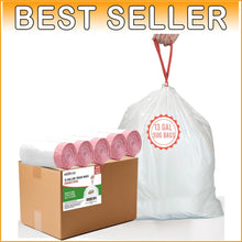 Load image into Gallery viewer, Bulk 500 Count 13 Gallon White Trash Bags - Tear-Resistant Drawstring Liners