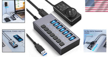 Load image into Gallery viewer, Compact USB 3.0 Hub with 7 Ports &amp; On/Off Switches for Secure Connectivity