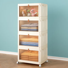 Load image into Gallery viewer, Versatile Yellow Plastic Storage Boxes - 4 Stackable Bins with Magnetic Closure