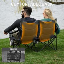 Load image into Gallery viewer, Grey Folding Camping Chair Loveseat for 2 - Perfect for Intimate Outdoor Moments