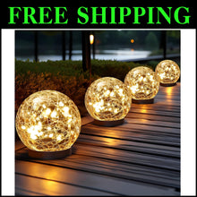 Load image into Gallery viewer, Remote-Controlled Solar Garden Lights - Waterproof Cracked Glass Styled Globes
