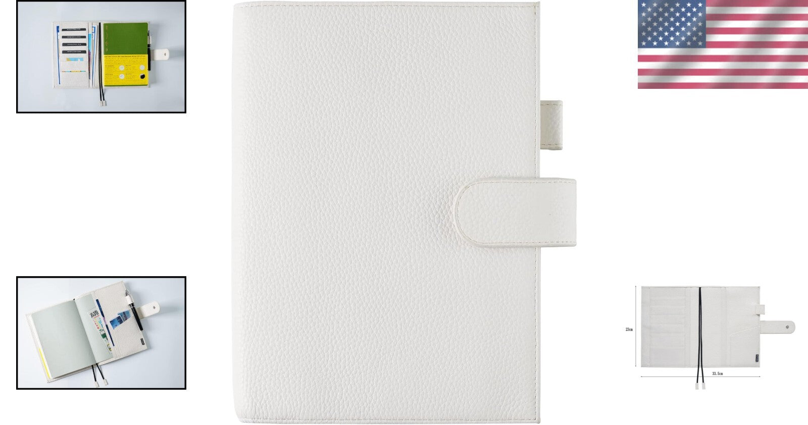 Elegant Pebbled-Cream Leather Cover for A5 Notebooks & Planners - Fits Hobonichi