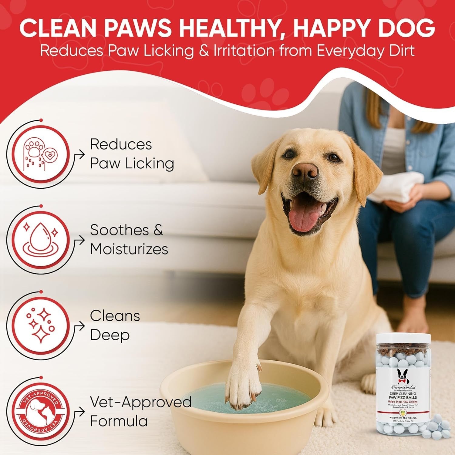 Deep Cleaning Paw Soak Fizz Balls: 300 Groomer-Size Relief Tablets for Dogs