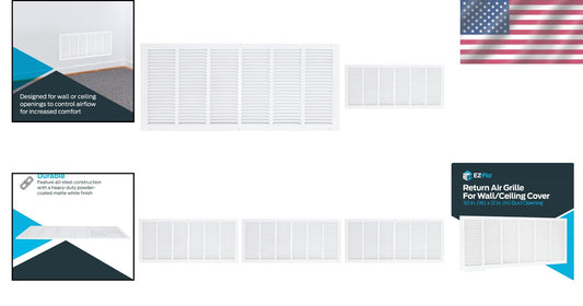 Easy to Install 30 x 12 White Return Vent Grilles, Pack of 5 for Optimal Airflow