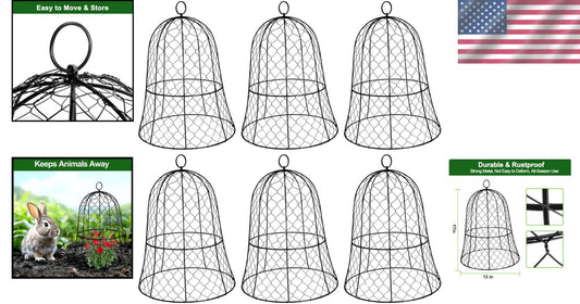 Durable 6-Pack Plant Protectors - 13" Diameter Garden Cloches Against Pests