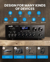 Load image into Gallery viewer, Compact 2.0 Channel Audio Amplifier with Bluetooth &amp; Multiple Inputs System