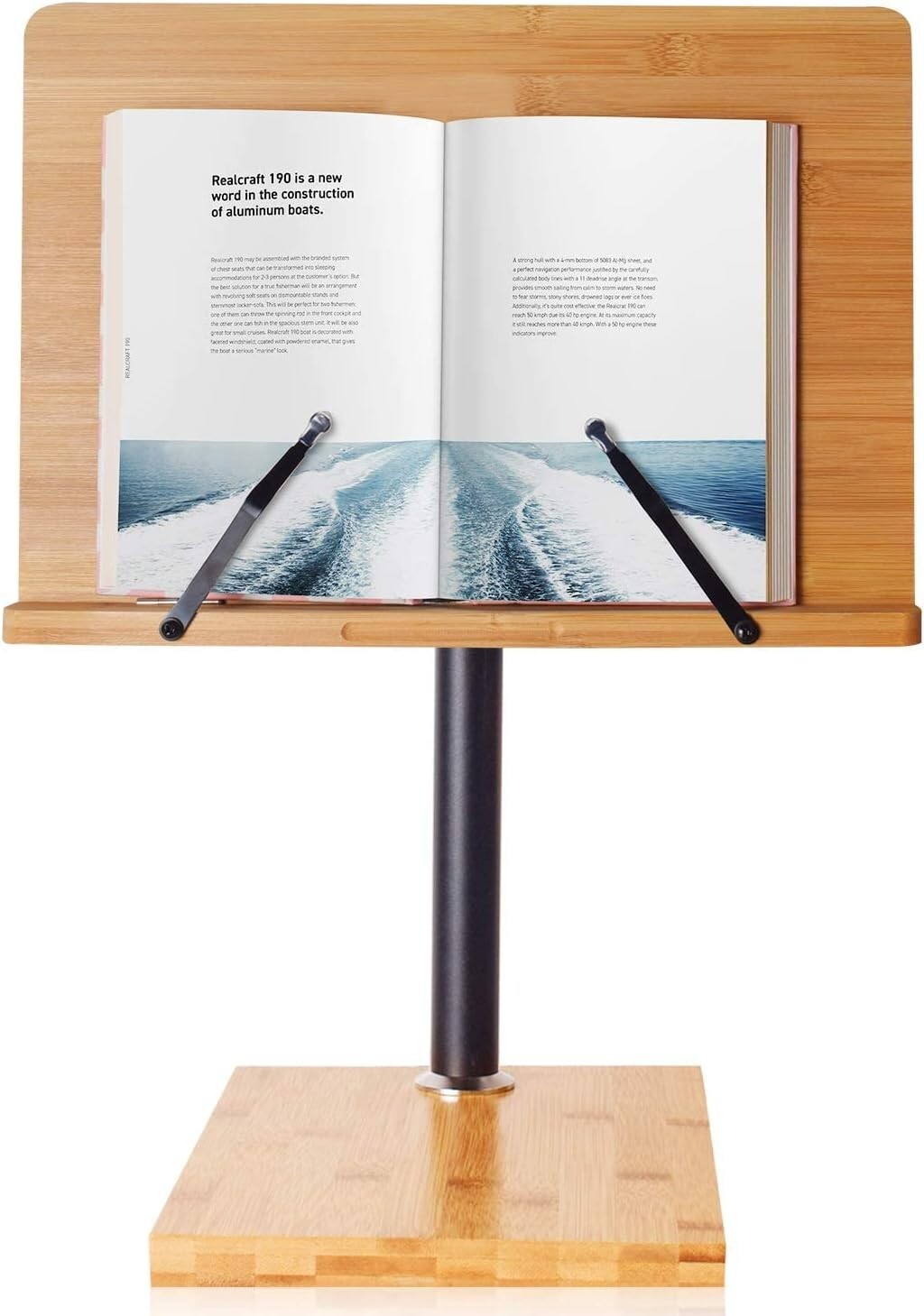 Ergonomic Bamboo Book Stand - Adjustable Height for Safe, Hands-Free Reading