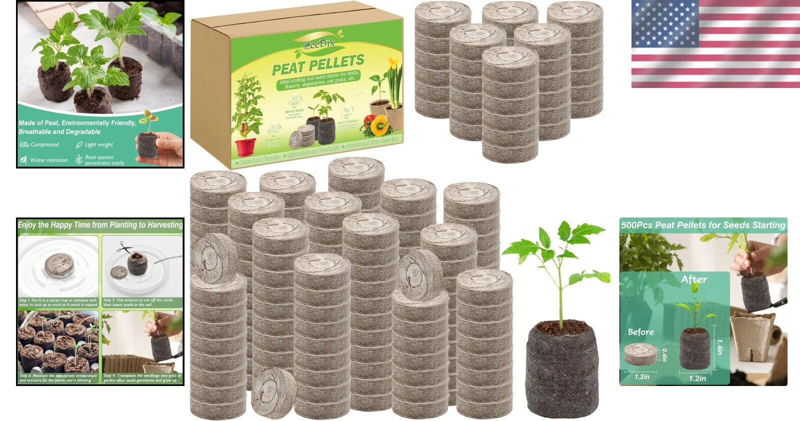 Compact 500 Pcs 30mm Peat Seed Starter Pods - Effortless Transplanting for All