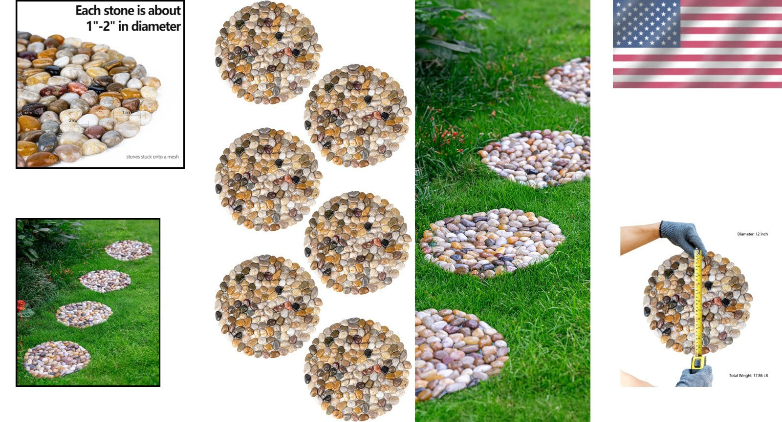 12-Inch Polished River Rock Garden Stepping Stones - Versatile Outdoor Decor