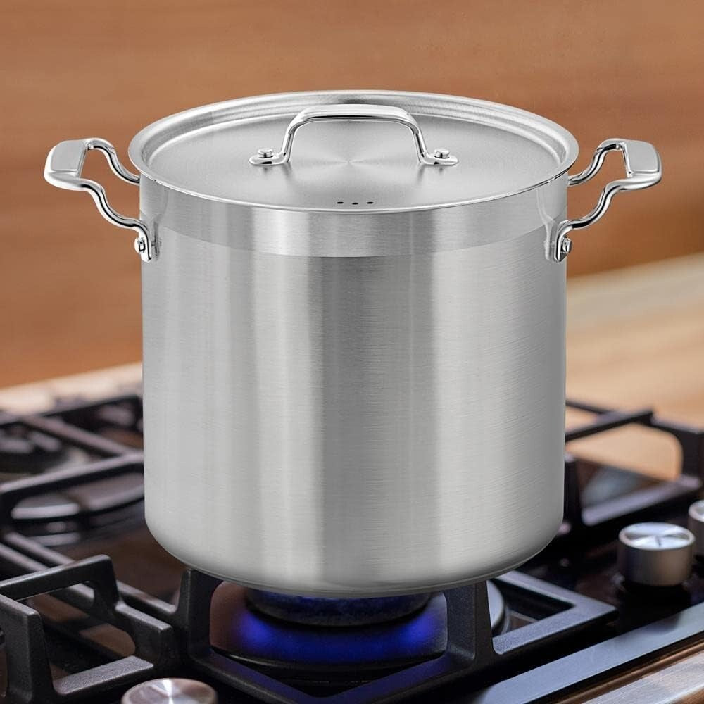 Impact-Bonded 20 Quart Stockpot with Lid - Healthy, Heavy-Duty Cooking Solution