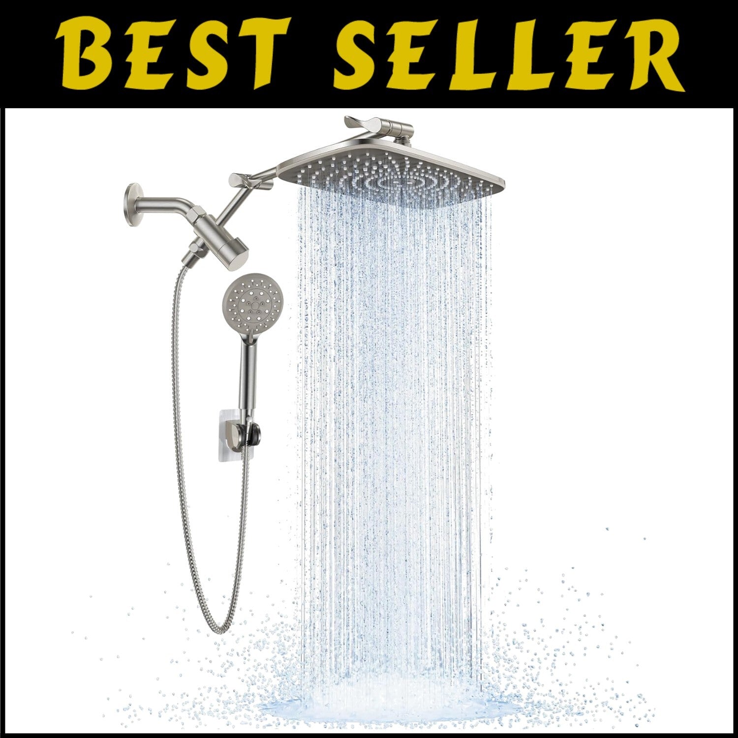 Adjustable 11.8 Inch Rain Showerhead Combo with 6 Spray Modes & Anti-Leak Design