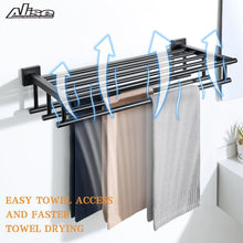 Load image into Gallery viewer, 24-Inch Matte Black Towel Rack with 3 Stainless Steel Bars - Heavy Duty Design