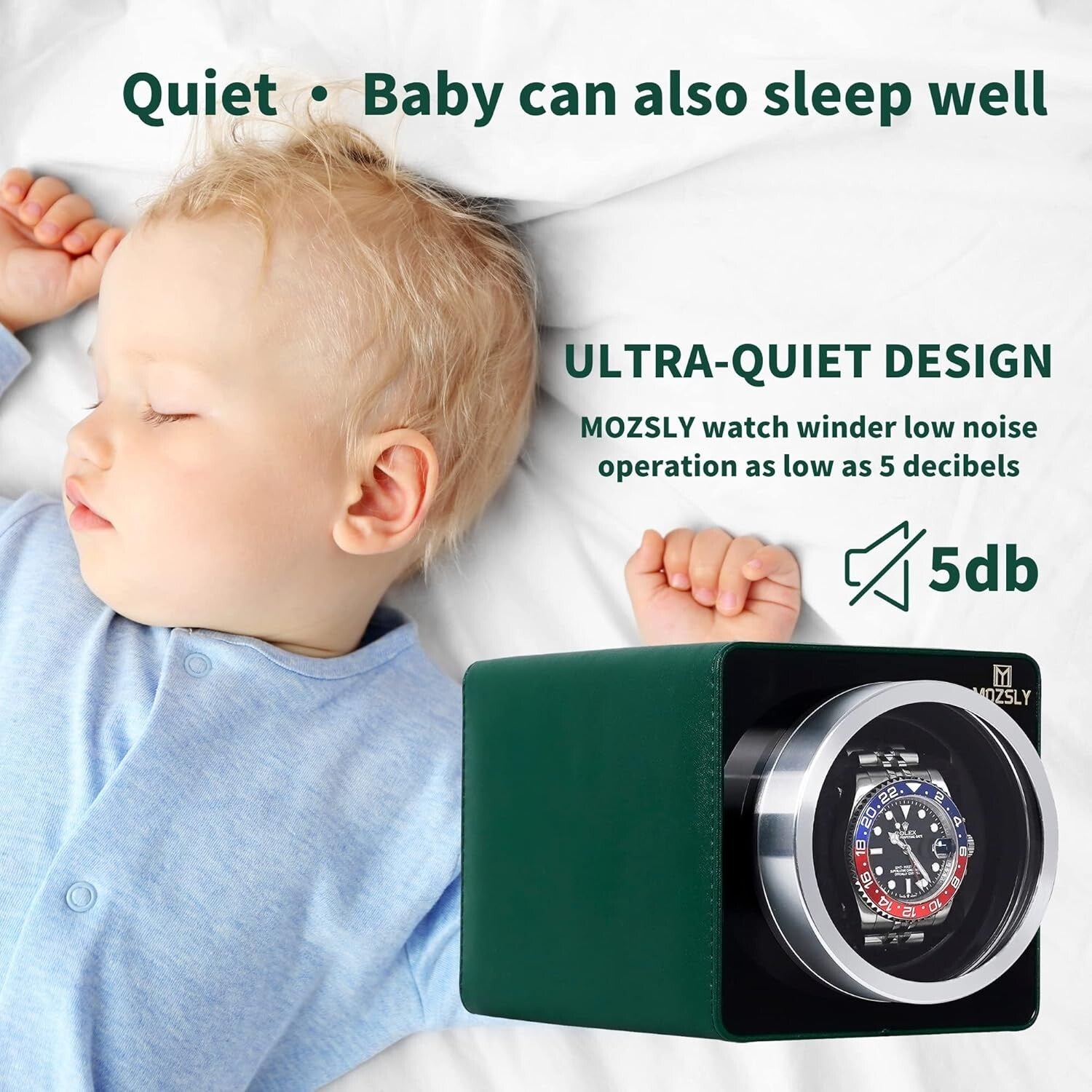 Elegant Watch Winder for Automatic Watches - Quiet Motor, 12 Rotation Settings