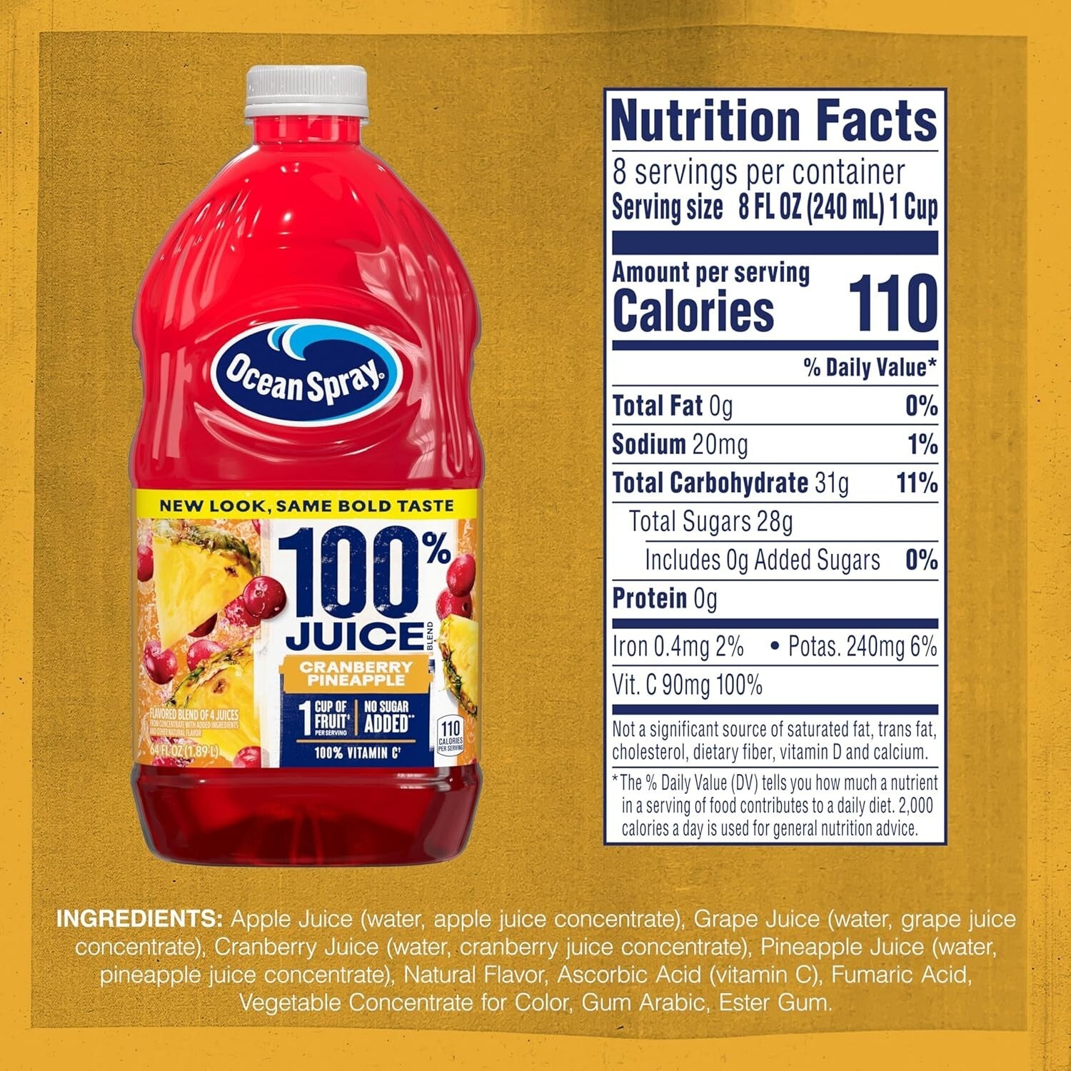 100% Juice Cranberry Pineapple Blend - 8 Bottles of Refreshing Satisfaction