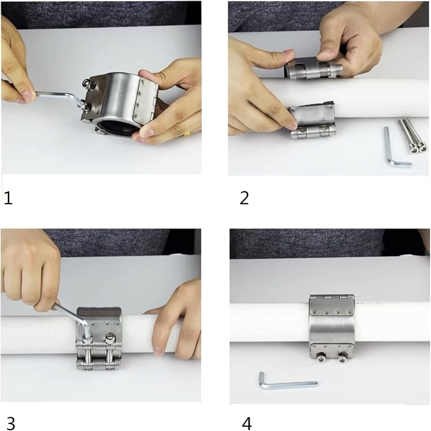 Emergency Pipe Repair Clamp - Stainless Steel, 4 Inch, for Plastic & Metal Pipes