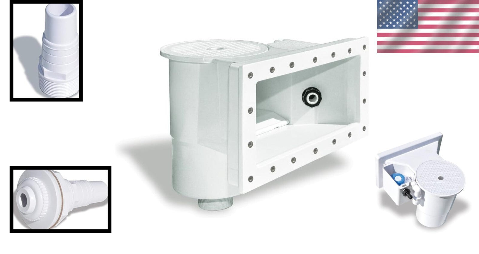 Durable Thru-Wall Pool Skimmer Kit with Large Debris Basket & Easy Installation