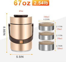 Load image into Gallery viewer, 67 oz Stainless Steel Vacuum Insulated Soup Thermos - Stackable Food Container