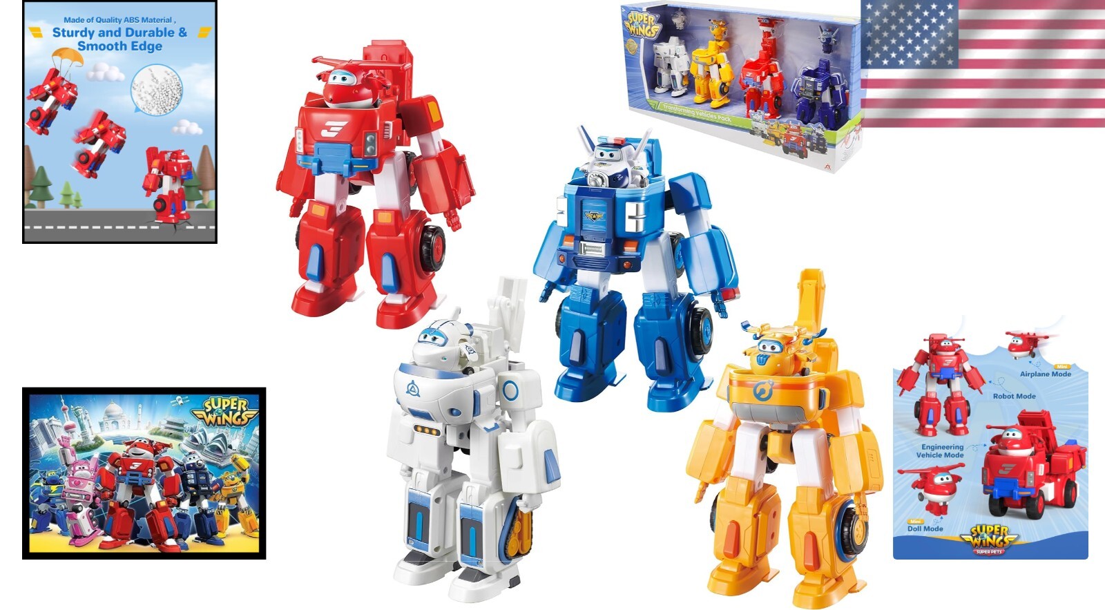 4-Pack Transforming Airplane Toys - Jett, Donnie, Paul & Astra Mini Figures