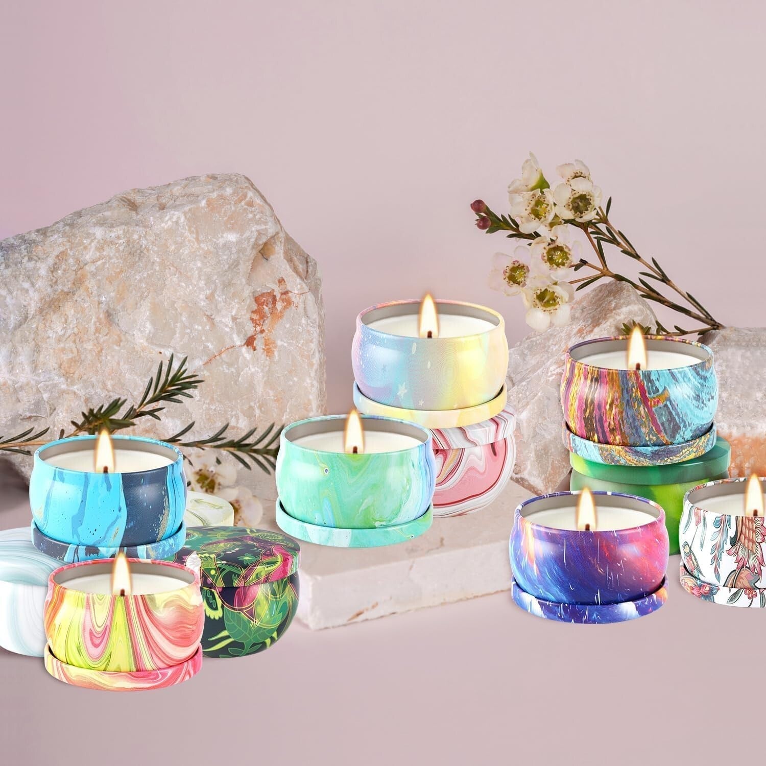 Elegant Gift Set: 36 Natural Soy Wax Scented Candles with Classic Fragrances