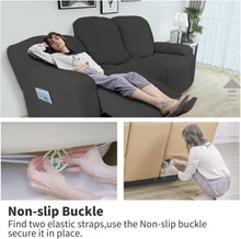Load image into Gallery viewer, Dark Gray 6-Piece Recliner Loveseat Slipcover - Soft Stretch Sofa Protector