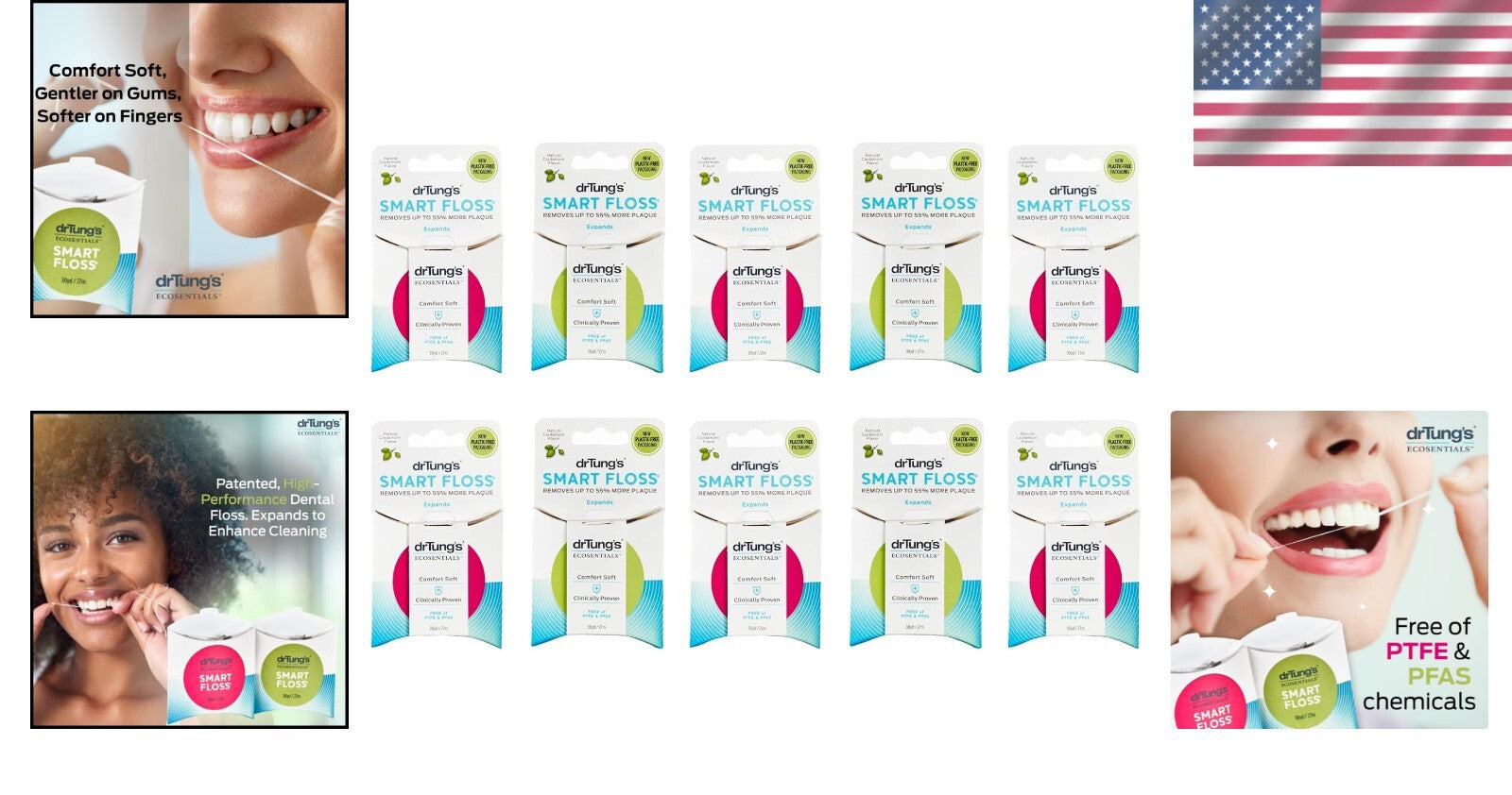 Eco-Friendly Waxed Floss - Cardamom Flavor, 10 Pack for Healthier Smiles