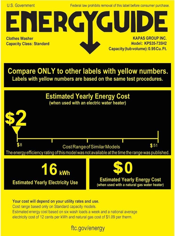 Energy-Efficient 2-in-1 Washer and Spin Dryer - Stainless Steel, 8 Wash Cycles