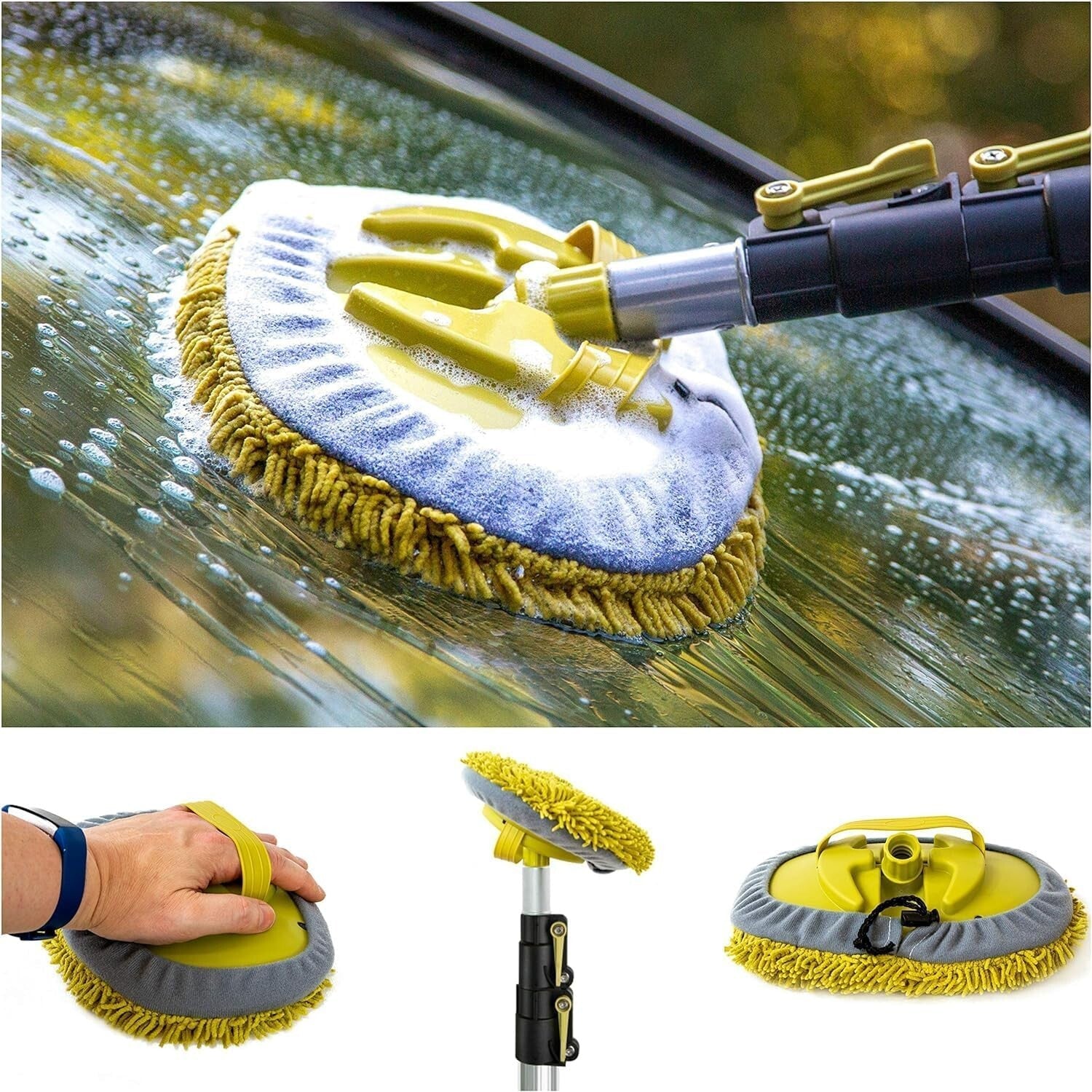 DocaPole 5-12 Ft Car Wash Kit: Ultimate Cleaning Brush & Chenille Mitts for Cars