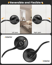 Load image into Gallery viewer, 5-Pack Matte Black Privacy Door Handles, Easy Install, Reversible Levers