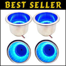 Load image into Gallery viewer, Premium 4Pcs LED Drink Holders with Drain - Perfect for Boats, RVs, and Trucks