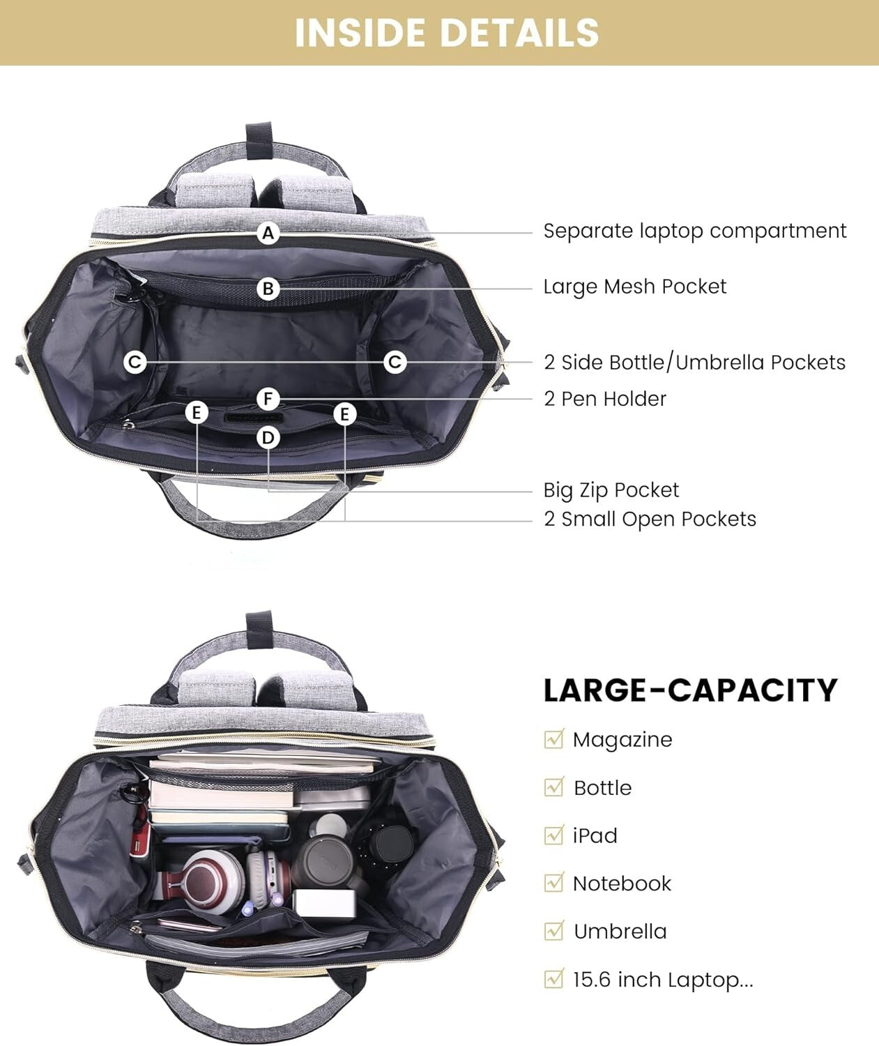 Elegant Water-Resistant Travel Backpack for Women - Laptop Compartment & Charger