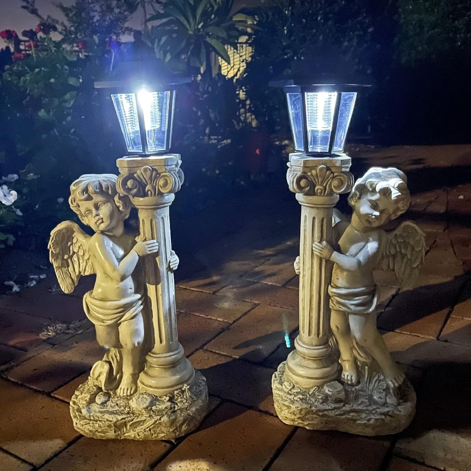 Outdoor 19.7 Inch Angel Garden Statue with Solar Lights - Ideal Gift Choice