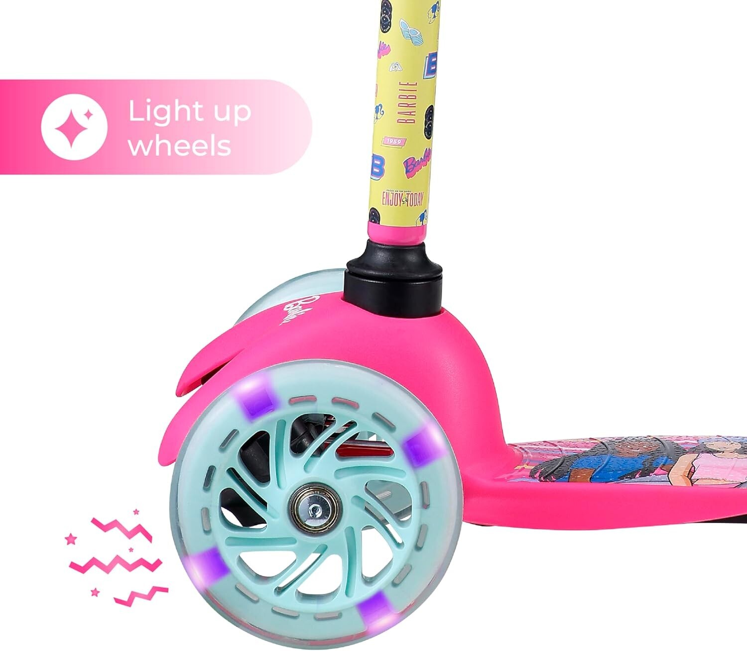 Durable & Fun Barbie Kids Scooter with Light-Up Wheels - Ages 3-7, Lean-to-Steer