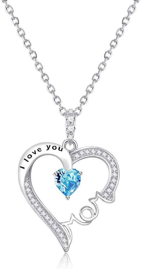 Charming Aquamarine Heart Necklace - Perfect Gift for Mother's Day & Birthdays